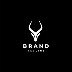 Strong Antelope Head Silhouette Logo Design. Antelope Head Guard Silhouette Logo Design. © ilunilun