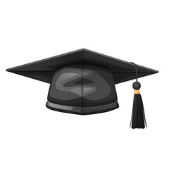 Black graduation cap icon vector, transparent background, png file, 3d illustration