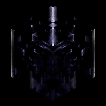 Graphic Design Poster Abstract Geometric Crystal Prism with Colorful Reflections - 3D Glass Cube with Futuristic Symmetry and Iridescent Light Spectrum