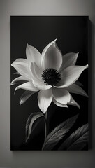 white flower on black background
