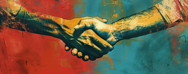 Fototapeta premium Illustration of a handshake symbolizing agreement or treaty.