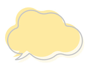 イラスト素材：ドット柄　太枠線　モコモコ　吹き出し　黄色　2