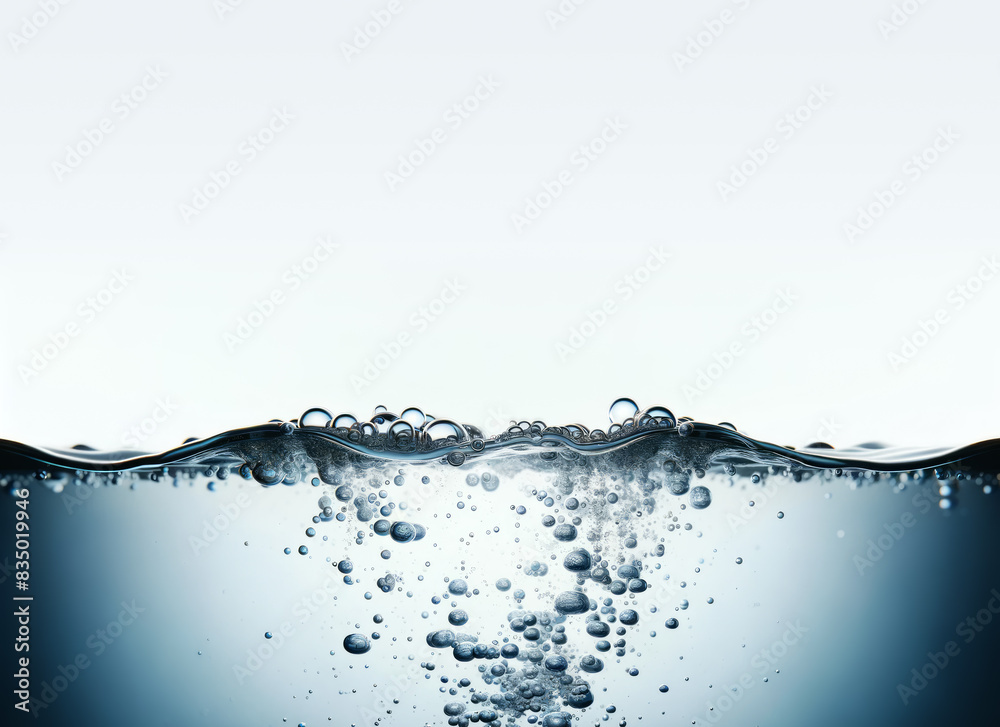 Aufkleber underwater view with air bubbles rising to the surface against a clear blue background, reflecting a