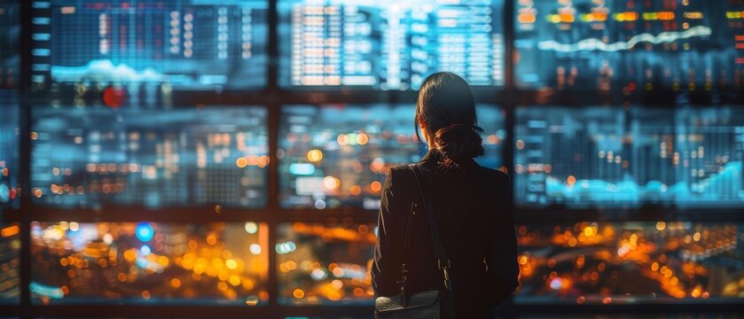 A travel agent researching the best hotel deals on a digital platform focus on research, deals theme, dynamic, manipulation, office backdrop