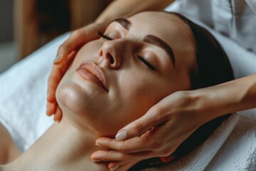 Young woman at beauty center at skin care treatment.