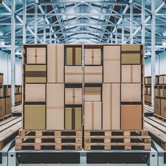 Set of wooden pallet for warehouse - 1