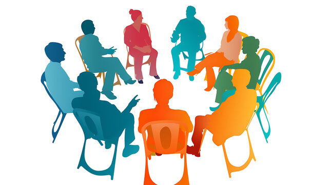 Group Meeting Support Circle - group of people in circle