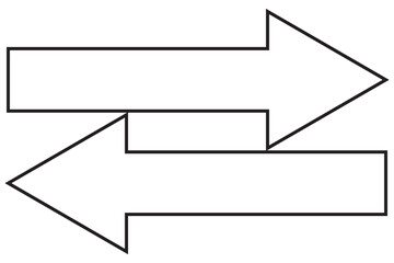 Long arrow vector icon. Black horizontal double arrow. Vector icon on transparent background.