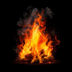 High-Resolution Campfire Image - Black Background for Layering & Overlays