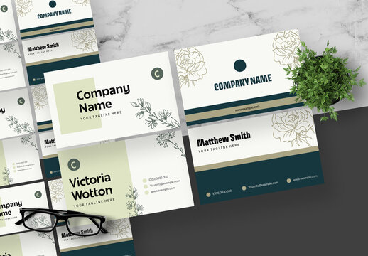 Green Floral Botanical Business Card