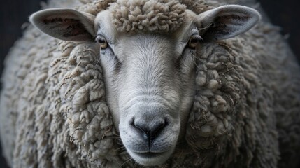 Naklejka premium Close up of a sheep s sorrowful face