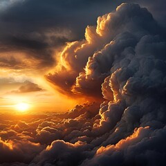 Dawn's Light: Golden Rays Break Through Dramatic Clouds