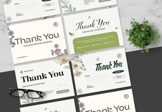 Clean Floral Botanical Thanks Card