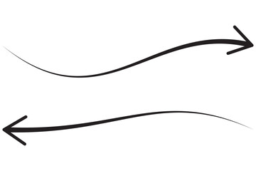 Long arrow line, icon vector, silhouette. Long Arrow vector. Arrow pointing. Vector set of trendy long arrows left and right in flat style. Black arrow vector illustration.