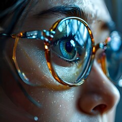 Focused Determination: Close-Up Portrait with Glasses