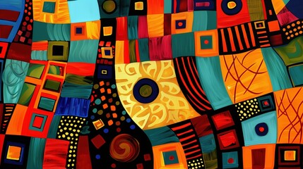 Colorful Abstract Geometric Art with Bold Patterns and Dynamic Shapes

