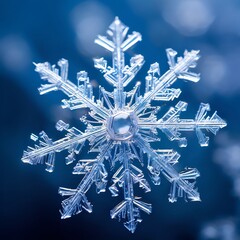 Delicate Snowflake on Blue Background