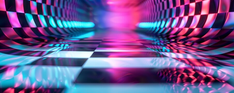 Abstract checkered background with holographic colors