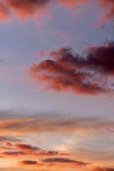 Dramatic sky with orange and dark clouds