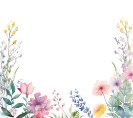 Fototapeta premium PNG Midsummer border watercolor backgrounds pattern flower.