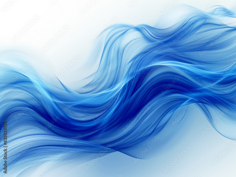 Poster abstract blue waves flowing across a light background, embodying fluidity and motion in a creative c