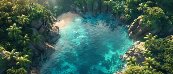 A stunning aerial view of a tropical lagoon