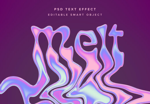 Melting Metallic Text Effect Mockup