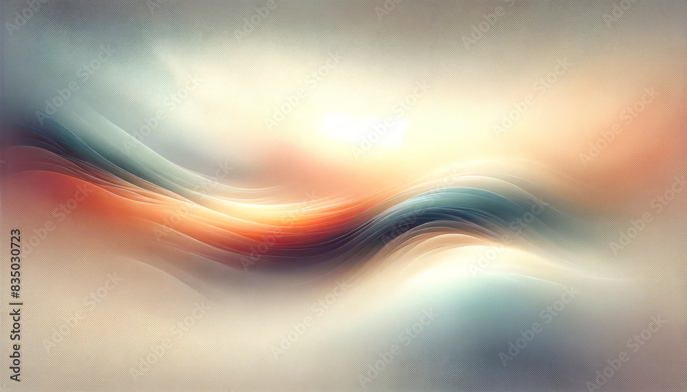 Poster abstract colorful waves on a blurred background, depicting a creative flow concept. generative ai