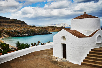 St George's Chapel in Lindos, Rhodes, Greece, Europe
