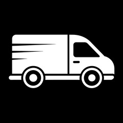 Modern and minimalist side view white color delivery logo icon vector illustration