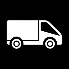 Modern and minimalist side view white color delivery logo icon vector illustration