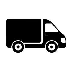 Modern and minimalist side view black color delivery logo icon vector illustration