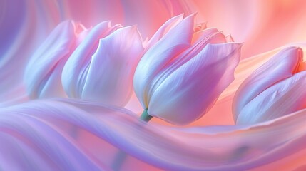 Tulip Wave Wallpaper: Silky, wavy tulip petals create a captivating wave pattern for an enchanting wallpaper.