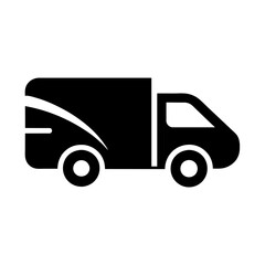 Modern and minimalist side view black color delivery logo icon vector illustration