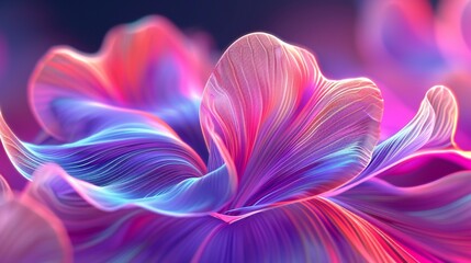 Vibrant Circles: Extreme macro view of tulip with wavy and circular neon-edged petals.