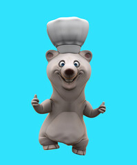 Fun 3D cartoon bear with thumbs up and down