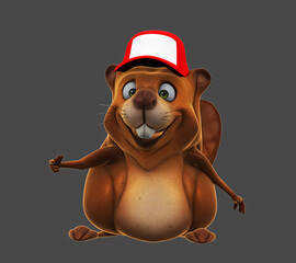 Fun 3D cartoon beaver talking © Julien Tromeur