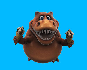 Fun cartoon dinosaur with an ice cream © Julien Tromeur