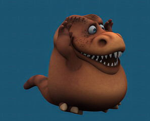 Fun 3D cartoon dinosaur doing fitness © Julien Tromeur