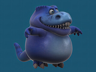 Fun 3D cartoon dinosaur doing fitness © Julien Tromeur