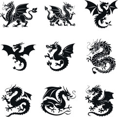Fototapeta premium Dragon shilhouette,vactor