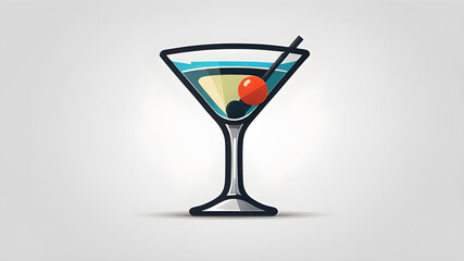 Martini icon , Vector flat long shadow design. Generative AI