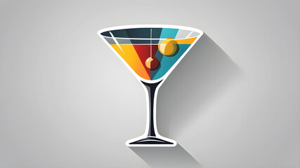 Martini icon , Vector flat long shadow design. Generative AI