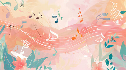 Pastel Musical Notes Illustration background. 