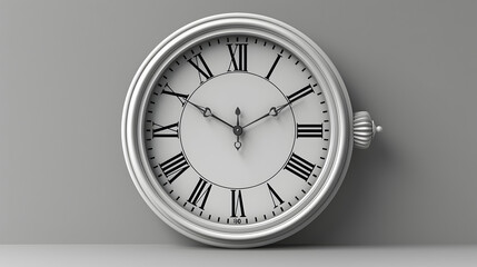 white clock details frontal view isolated on a grey limbo background clock, time, watch, hour, wall, minute, object, number Ai generative