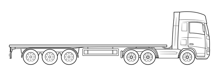 Classic modern flatbed truck - vector illustration of a vehicle.