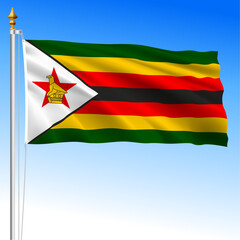 Zimbabwe, official national waving flag, african country, vector illustration
