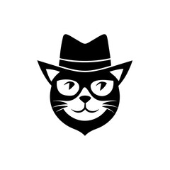 Cat with hat logo design on a white background