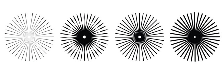 Radial circle lines. Radial circle lines vector set.