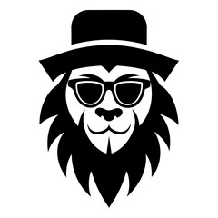 Lion with hat logo design on a white background